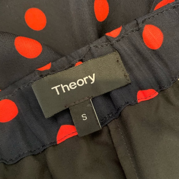 NWT Theory Raoka Silk Polka Dot Pant Navy Blue S - Picture 5 of 8